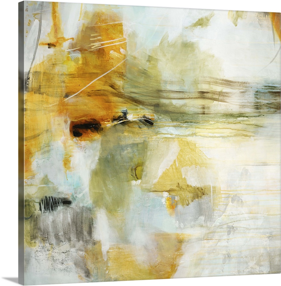 A contemporary abstract painting using a muted orange tone against a neutral background.
