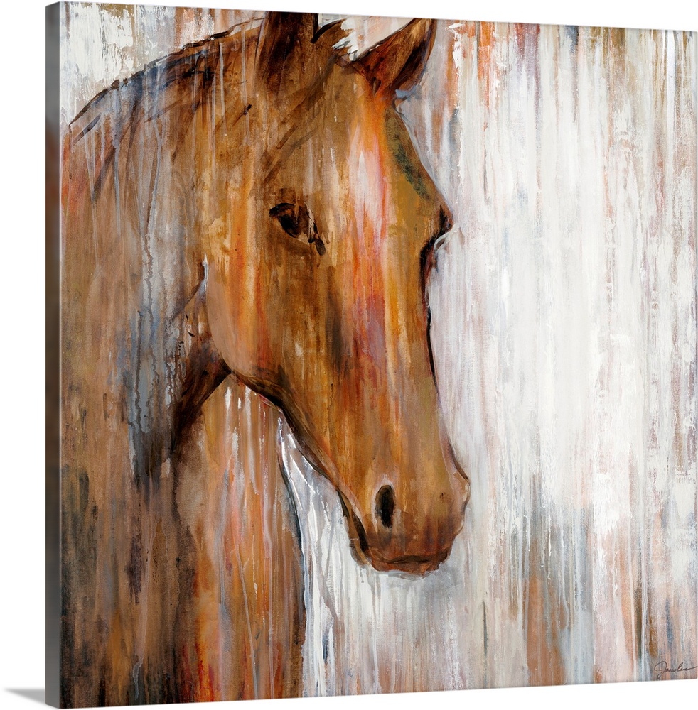 Oversized wall art for the home or office this close up of a horseos head has abstract elements making this a winning cont...