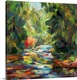 image thumbnail of A bold contemporary landscape painting with bold, blocky brushstrokes resembling a river flowing between tall trees