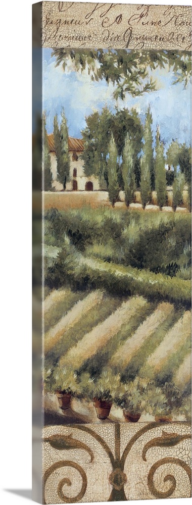 An idyllic painting of a Italian Tuscan countryside.