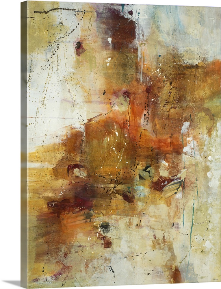 A contemporary abstract painting using a mash up of earth tones.