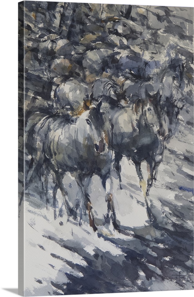 Full of energy and motion, this contemporary artwork reflects the movement of wild horses by using dynamic shadows.