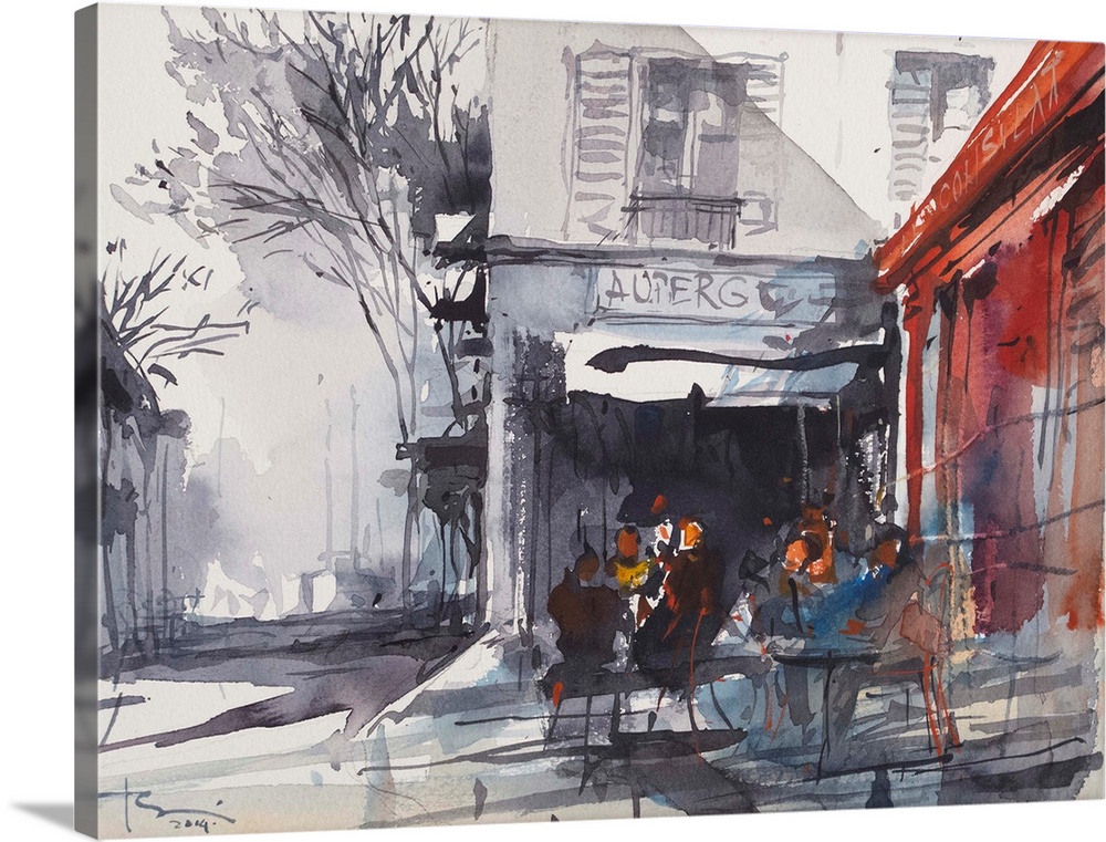 This contemporary artwork is a watercolor sketch of a coffee shop at Balmoral Beach in Sydney, Australia.