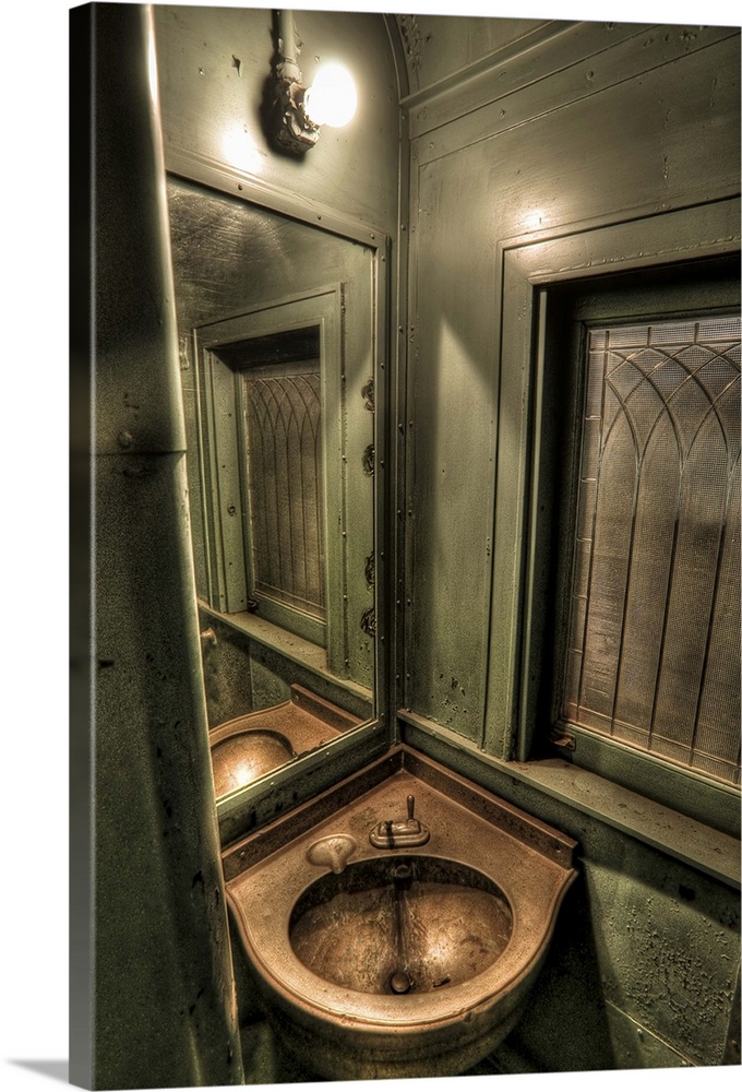 Bathroom on a vintage train car