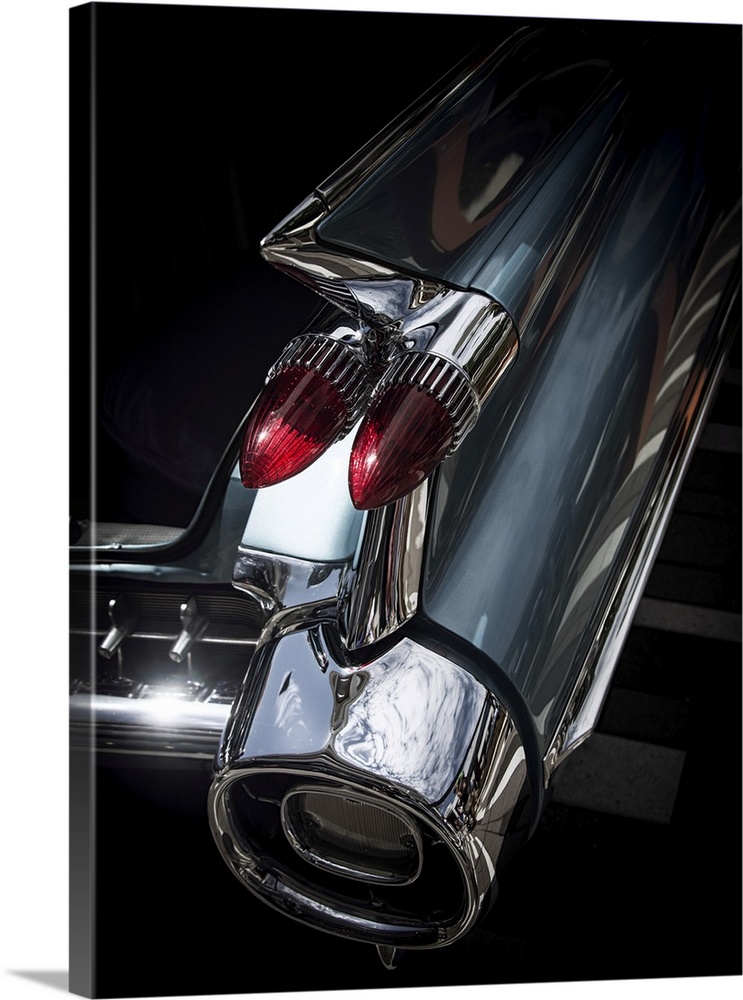 Rear fender and lights on a classic car Ford Cadillac in America, USA.