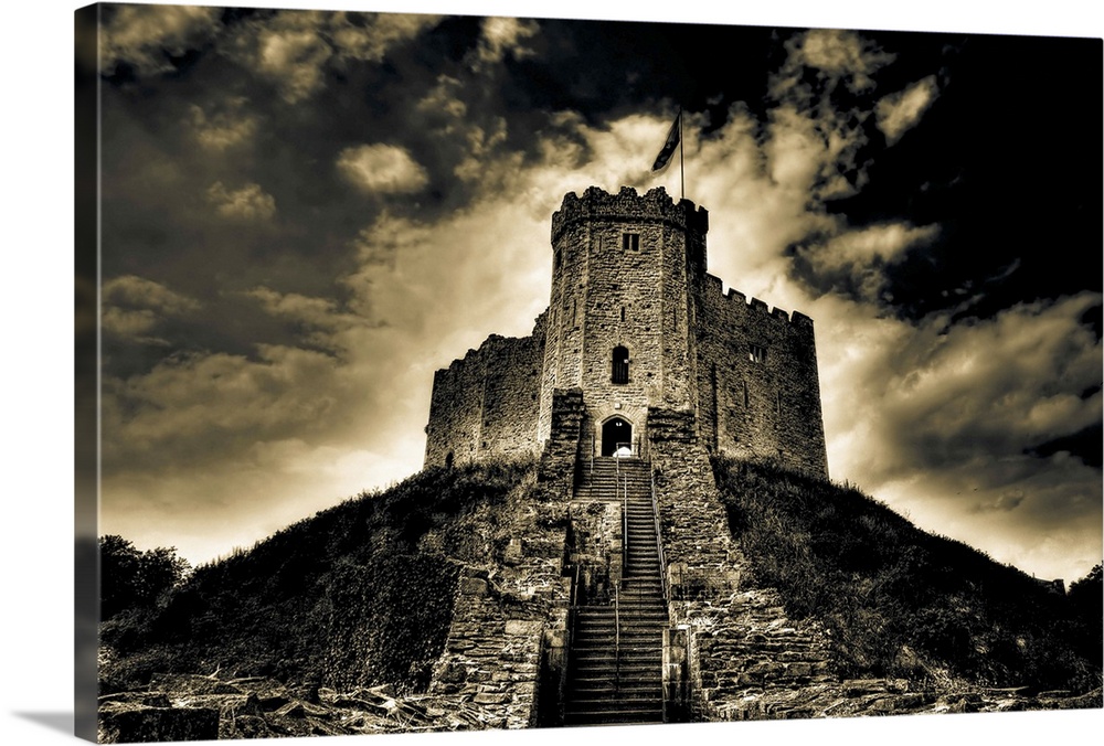 Dramatic shot of Cardiff Castle