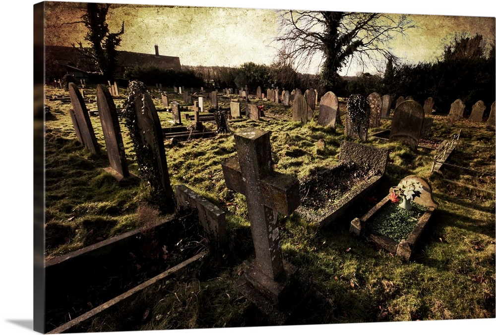 A church graveyard in the village of Castle Acre in Norfolk, England. Textures added in photoshop.