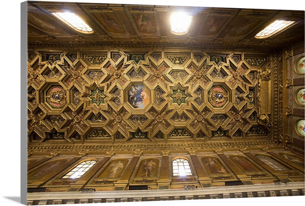 Coffered ceiling of Santa Maria in Trastevere basilica, Rome