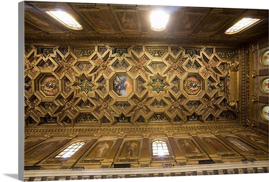 Coffered Ceiling Of Santa Maria In Trastevere Basilica Rome