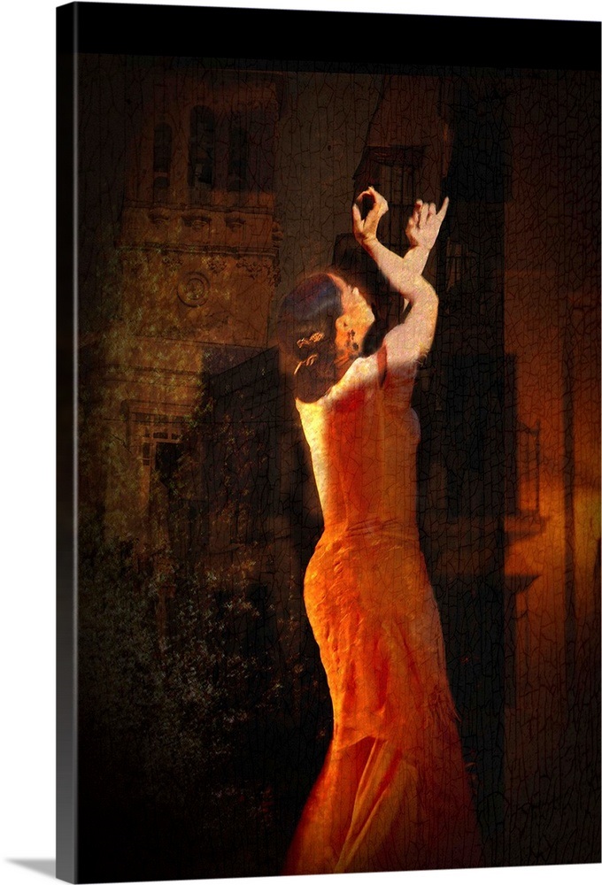 Flamenco dancer wearing a red dress in Andalusia Spain Wall Art, Canvas Prints, Framed Prints