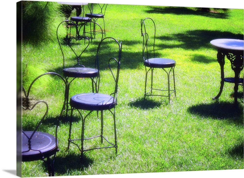 Tables and chairs in a garden