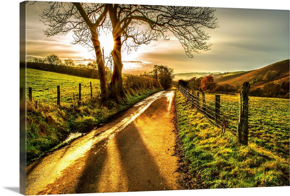 COUNTRYSIDE FIELD SUNSET LANDSCAPE CANVAS PICTURE PRINT WALL ART #4869 