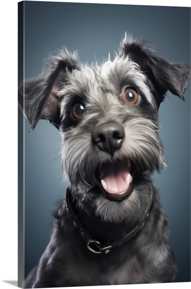 Close up of smiling dog with happy expression