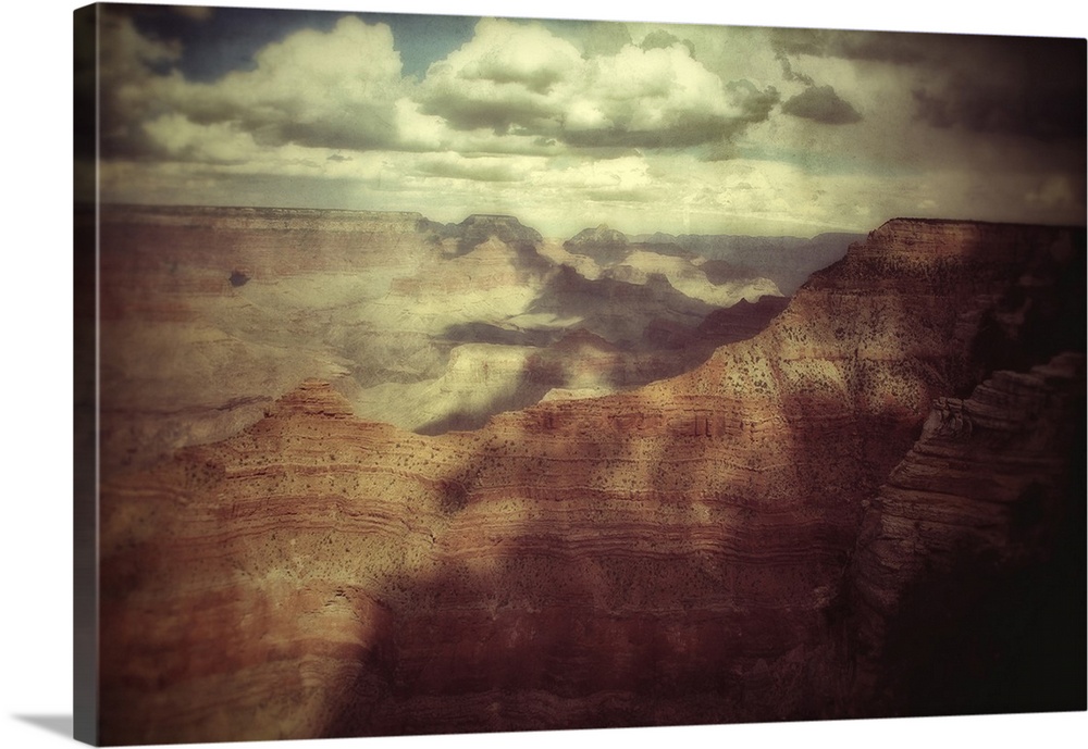 Huge canyon looking across the Grand Canyon in USA in a blue summer sky with texture layer