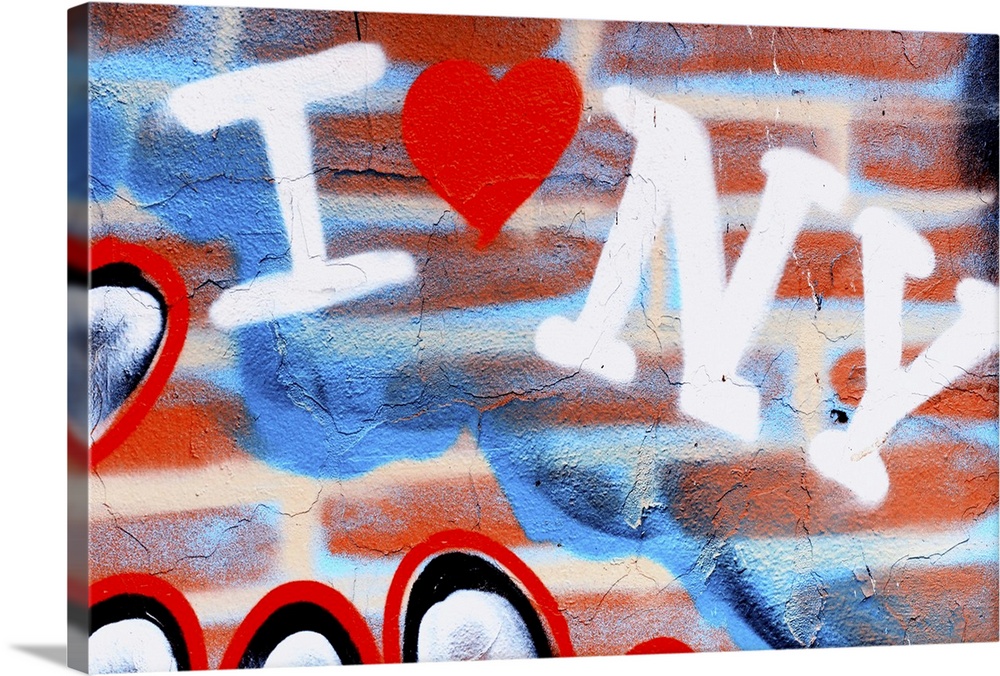 I love New York Graffiti on a Red Brick Wall, Manhattan, New York City.