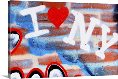 I love New York Graffiti on a Red Brick Wall, Manhattan, New York City