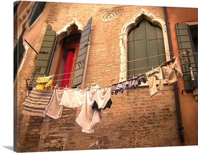 Italian building with hanging washing