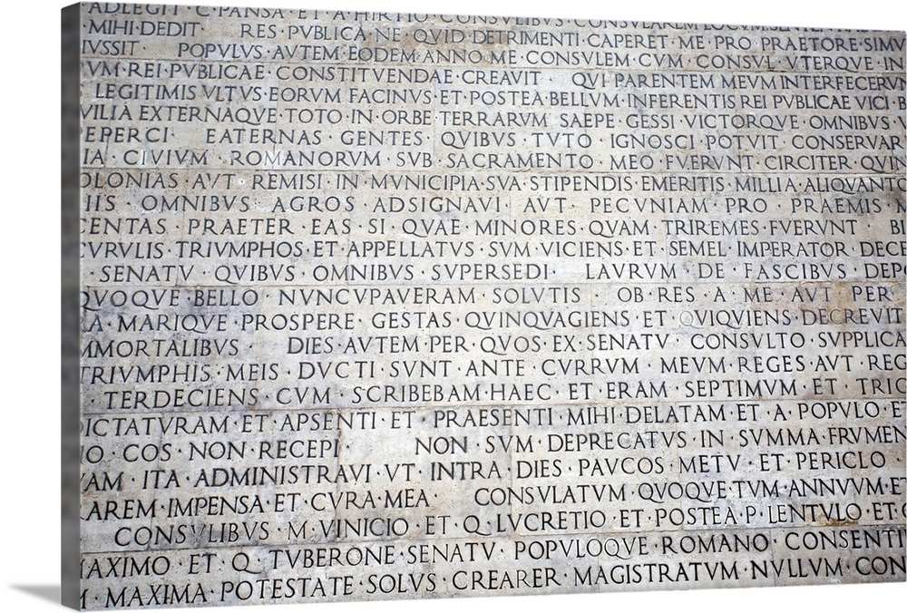 Latin inscription, Ara Pacis, Rome Wall Art, Canvas Prints, Framed