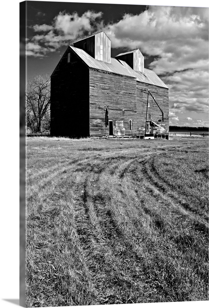 Large abandoned agriculture buildings in Rolette County USA