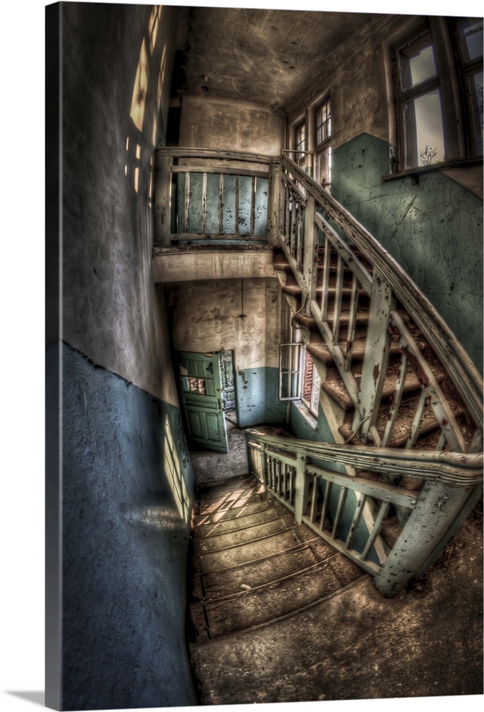 Abandoned lunatic asylum north of Berlin, Germany. Stairwell.