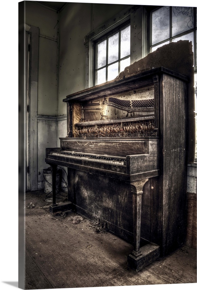 Broken down piano found in a school house in Arizona