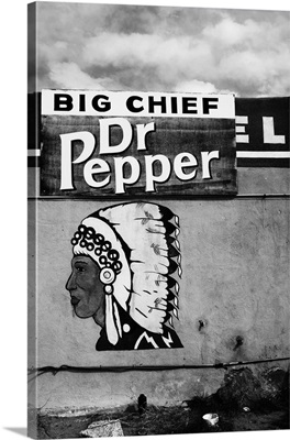 Native American profile and dr. pepper sign, San Ysidro, New Mexico
