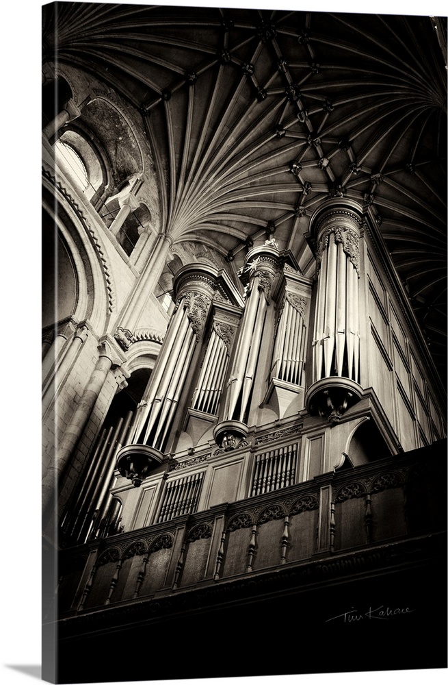 The organ pipes in Norwich Cathedral in Norfolk, England.