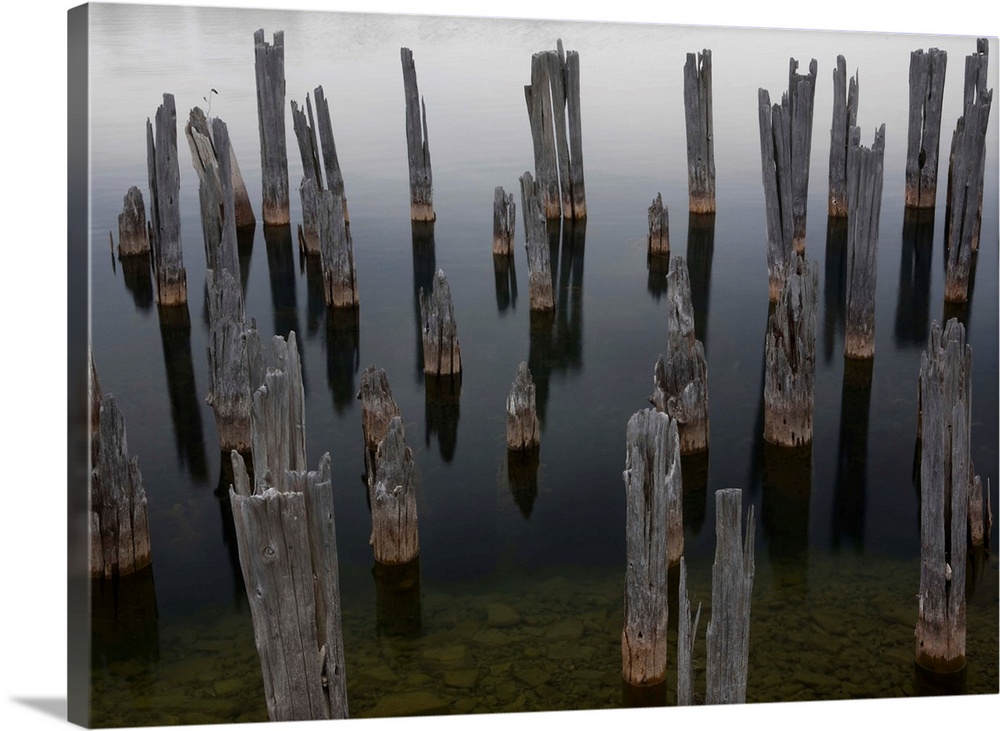 Old pilings at Fayette Historic site in Michigan