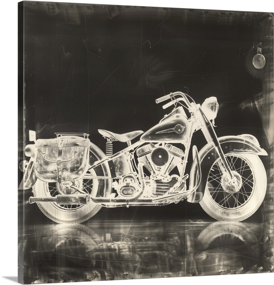 X-ray image of vintage American motorcycle