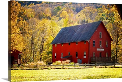 Red Barn and Autumn Foliage, Kent, Connecticut