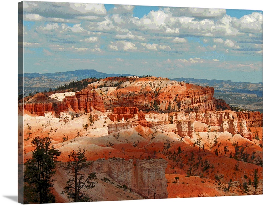 Posterized landscape in USA with red rocks.