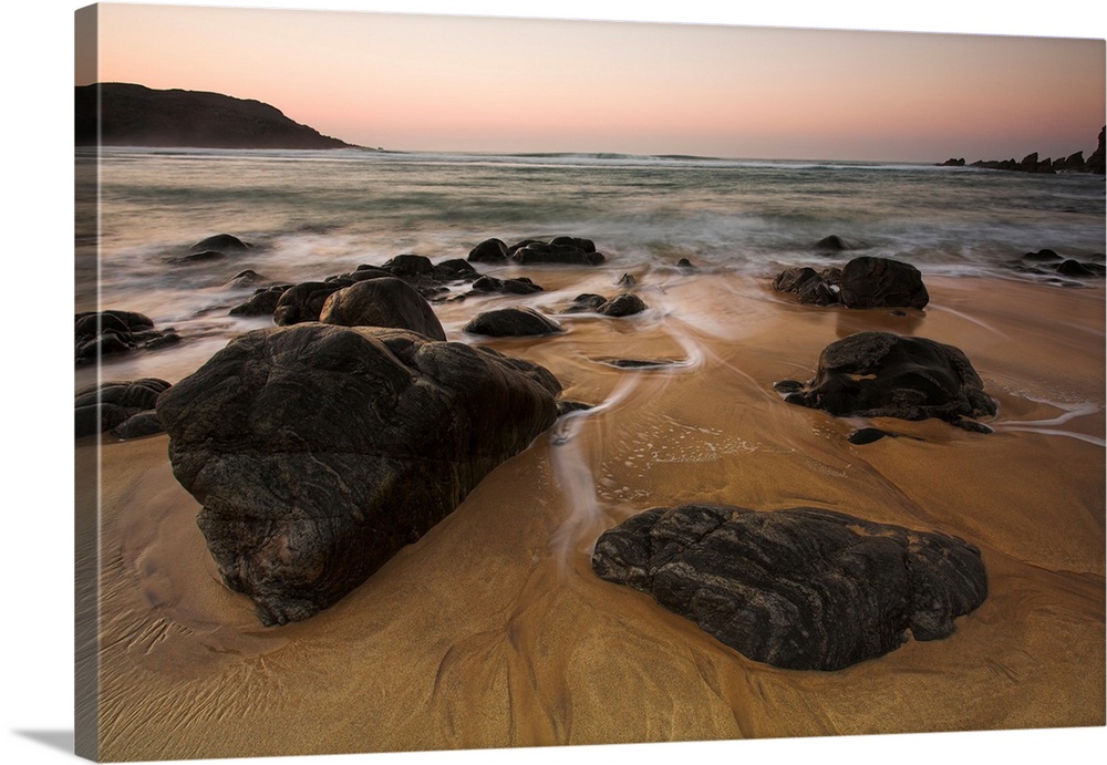 Rocks and sunset at Dhail Mor beach, Lewis, Outer Hebrides