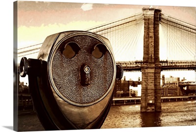 Telescope and Brooklyn Bridge, Manhattan, New York City