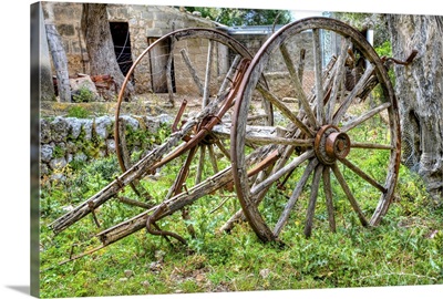 The remains of an old fashioned farm cart