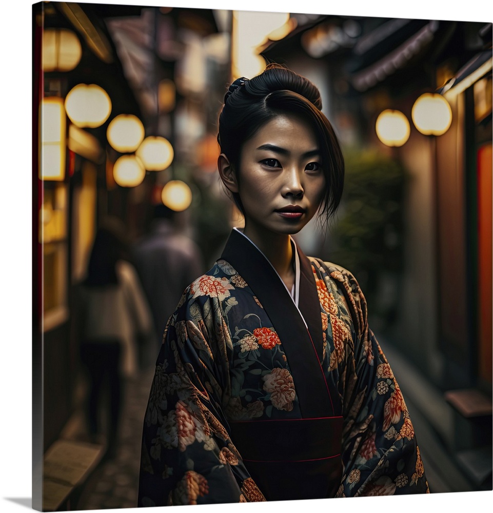 Young female Asian woman wearing a kimono.
