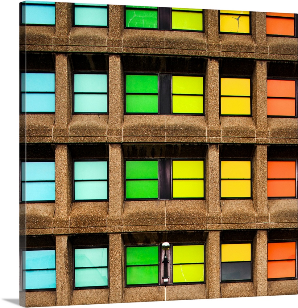 Colourful windows in a modern building
