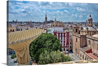 View from the top of Metropol Parasol structure, Seville, Spain