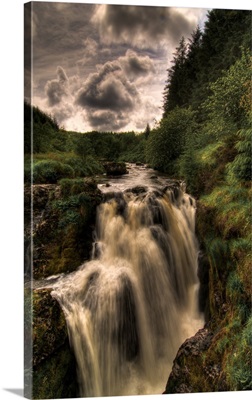 Waterfall at Break Its Neck Falls, River Severn, Wales