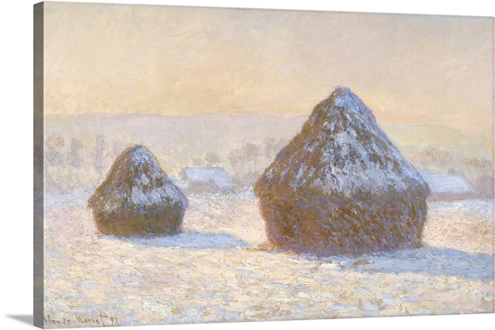 Claude Monet (French, 1840 - 1926); France; 1891. Originally oil on canvas. Winter scene on farmland.