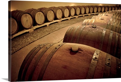 Wine barrels in a cellar in Italy