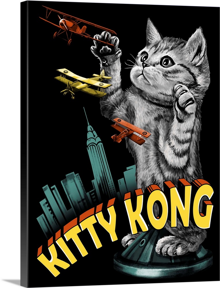 Kitty Kong Solid-Faced Canvas Print