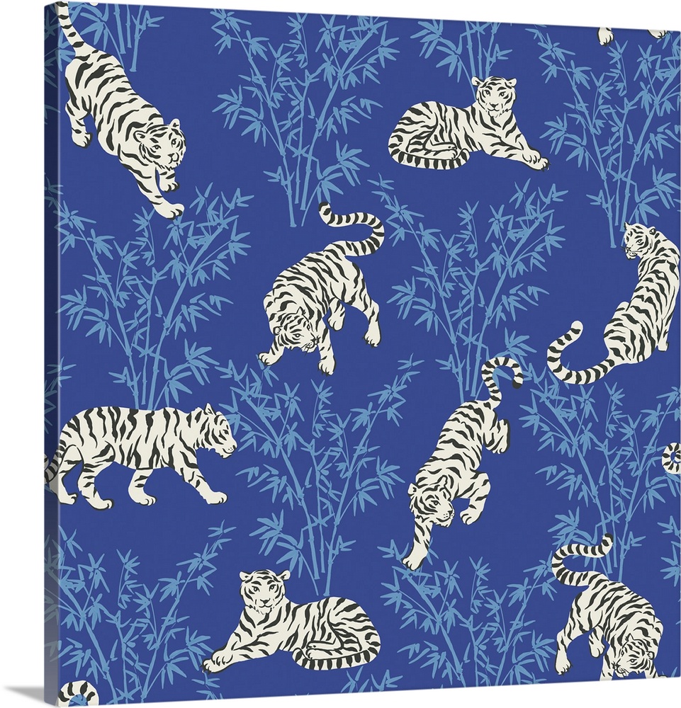 Blue Bamboo Tigers - Square