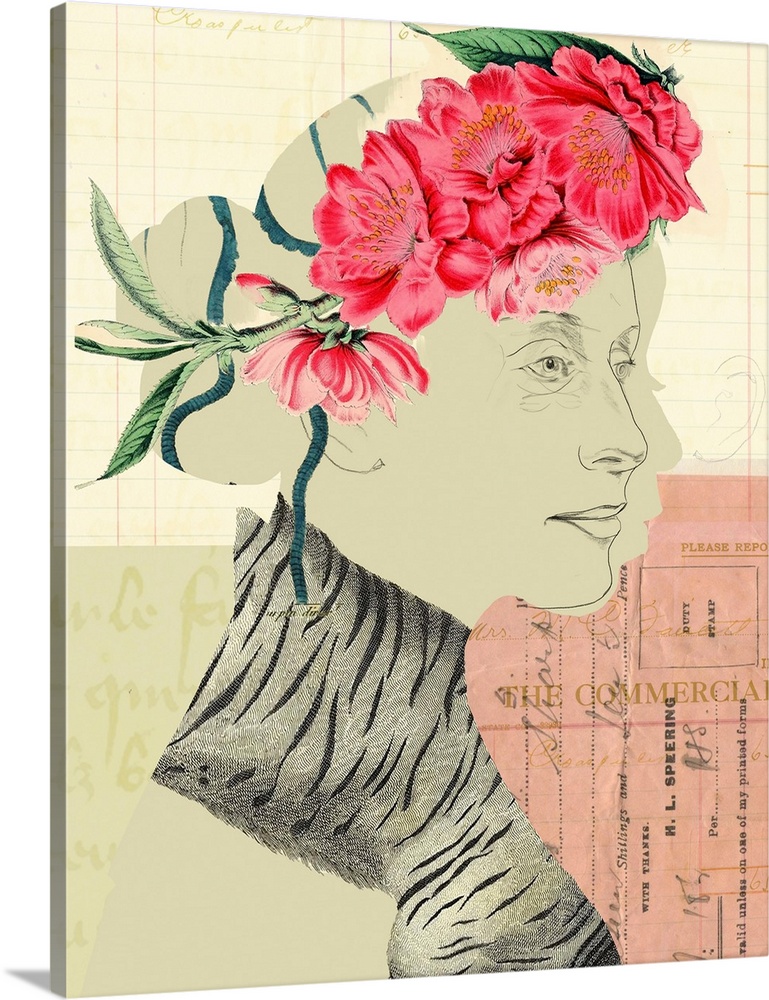 Collage Portrait With Floral Crown