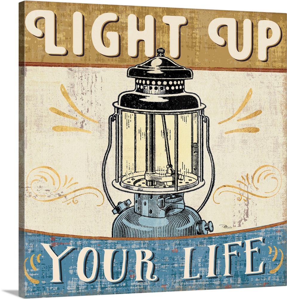 Vintage style poster of a lantern with an inspirational saying.