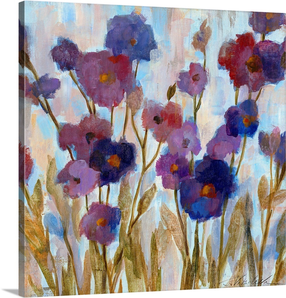 Abstracted Florals In Purple Wall Art, Canvas Prints, Framed Prints