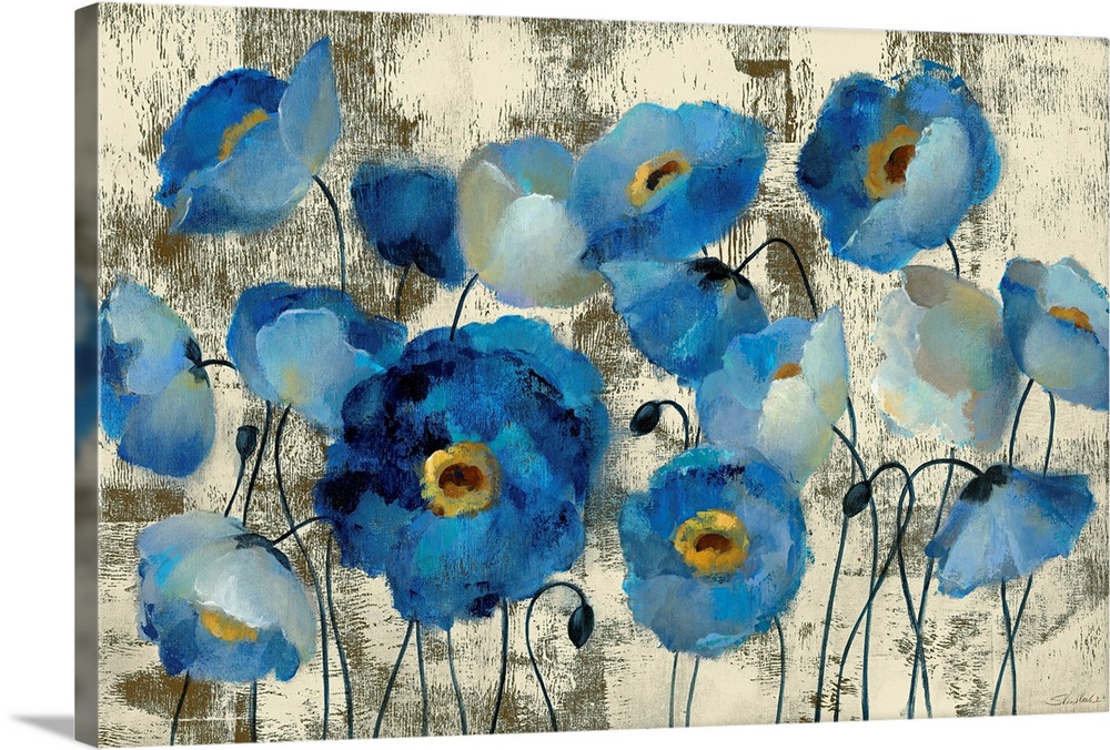 Aquamarine Floral Solid-Faced Canvas Print