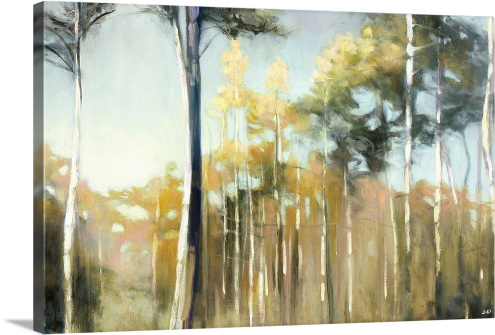 Contemporary painting of an aspen forest canopy.