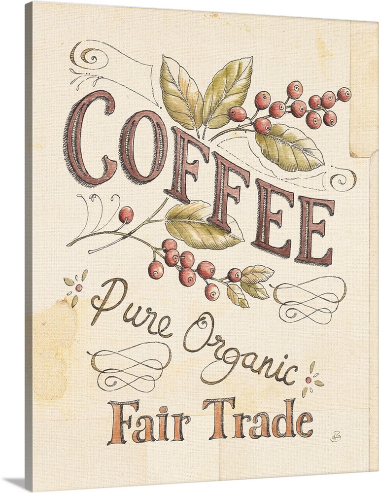 Vintage Pure Organic Fair Trade Coffee Advertisement
