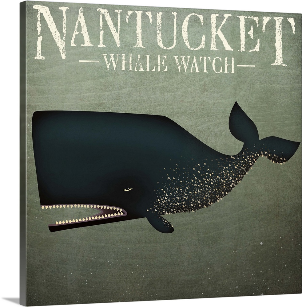 A large spotted whale with the words "Nantucket - Whale Watch."