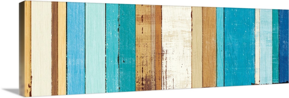 Painted rectangular wood panels on canvas.